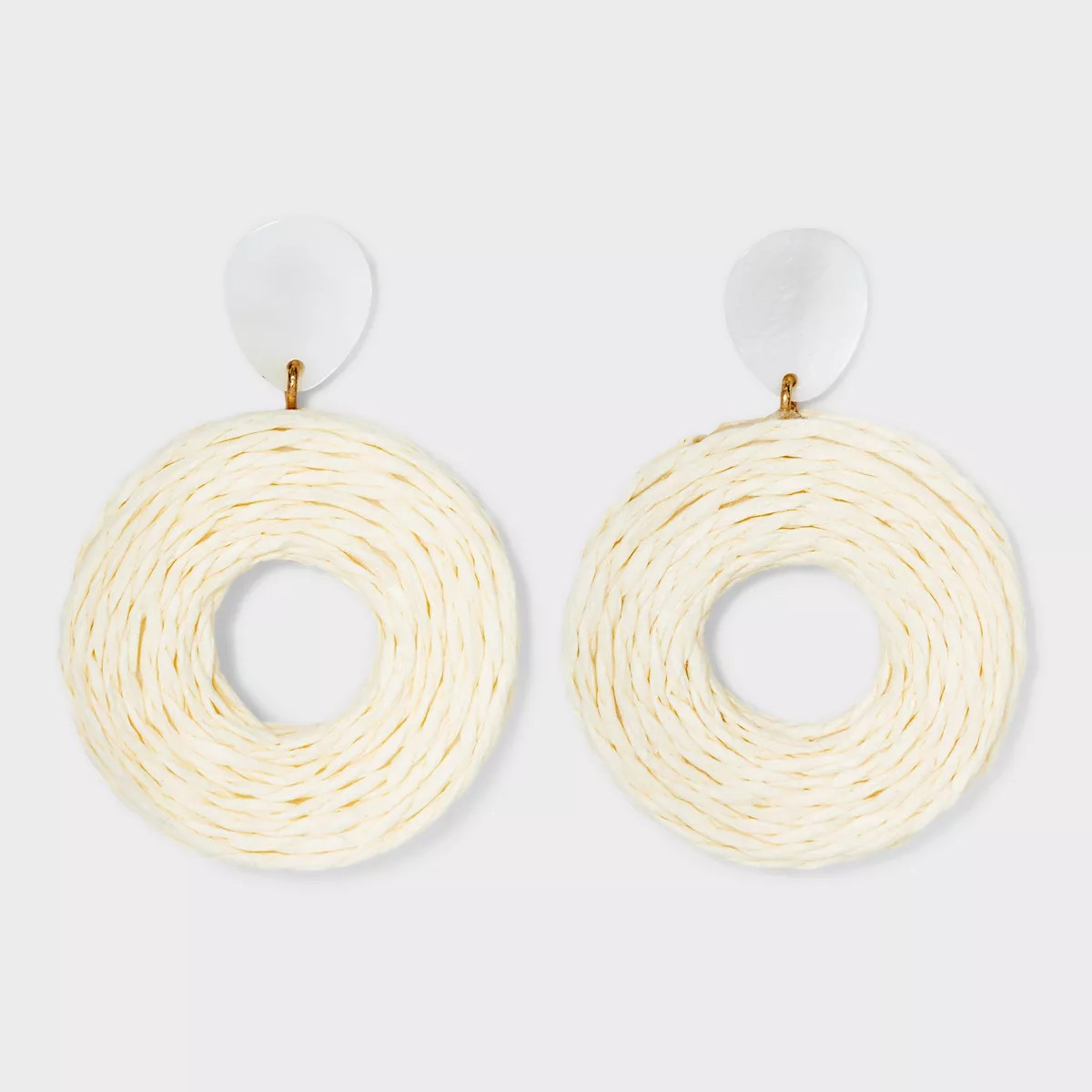 Raffia Ring Double Drop Earrings - A New Day™ Ivory | Target