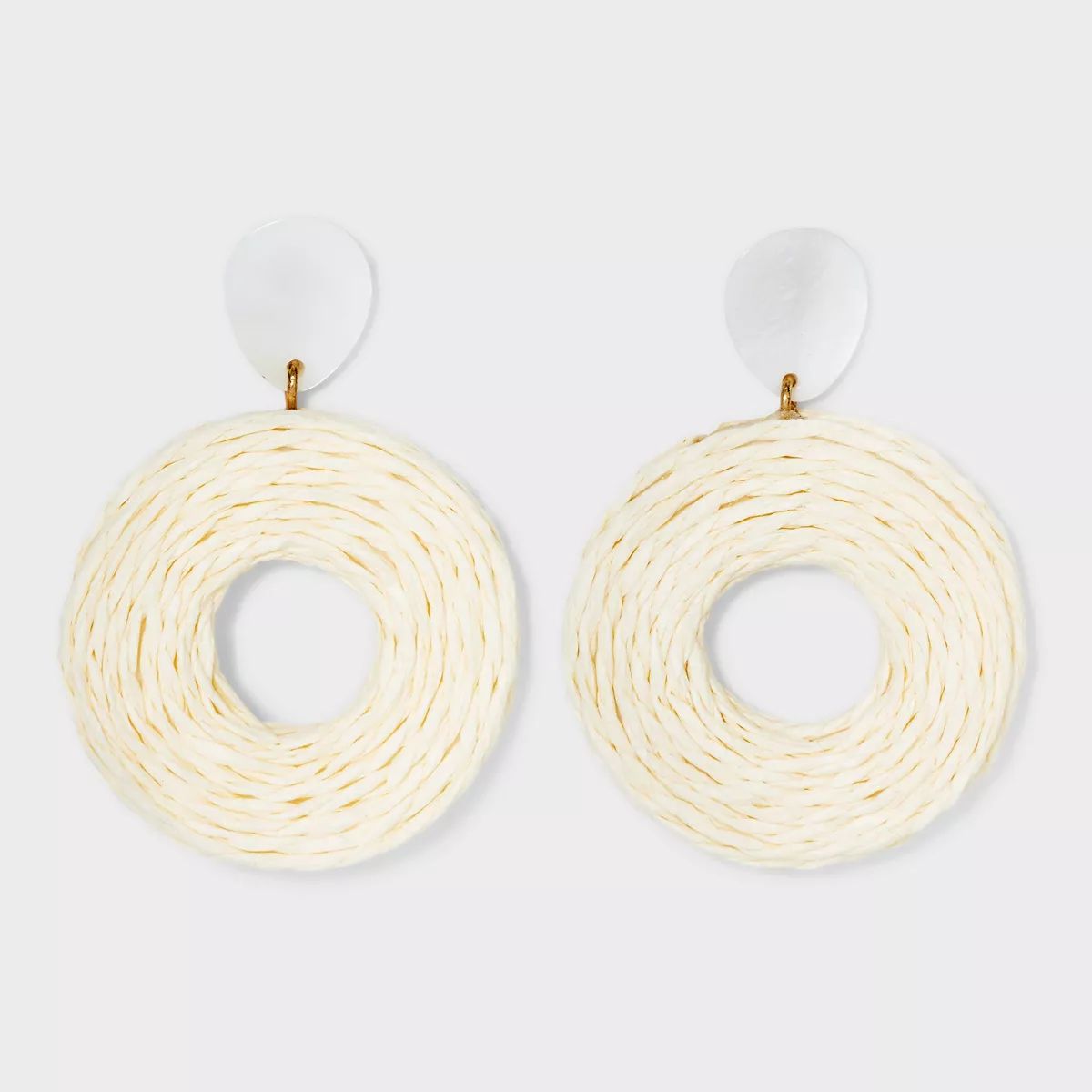 Raffia Ring Double Drop Earrings - A New Day™ Ivory | Target