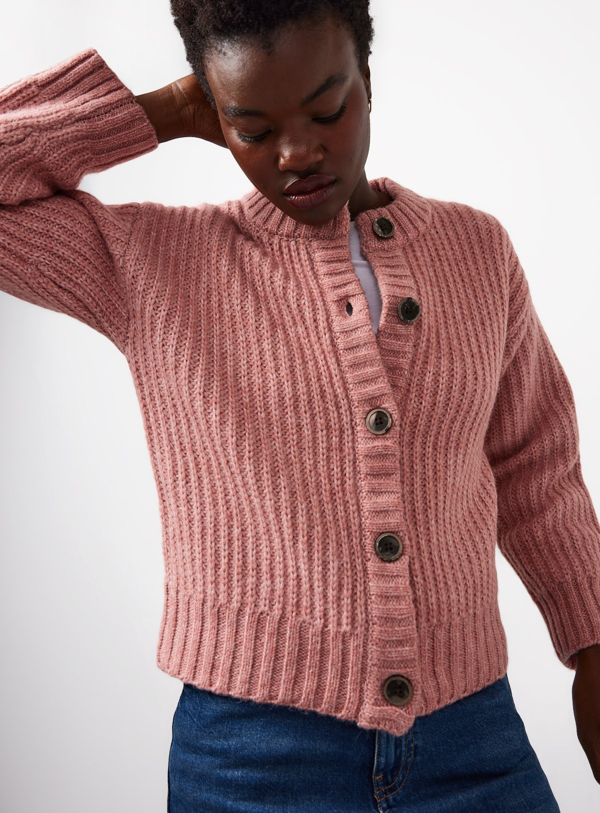 Pink Button Chunky Knit Cardigan 20 | argos.co.uk