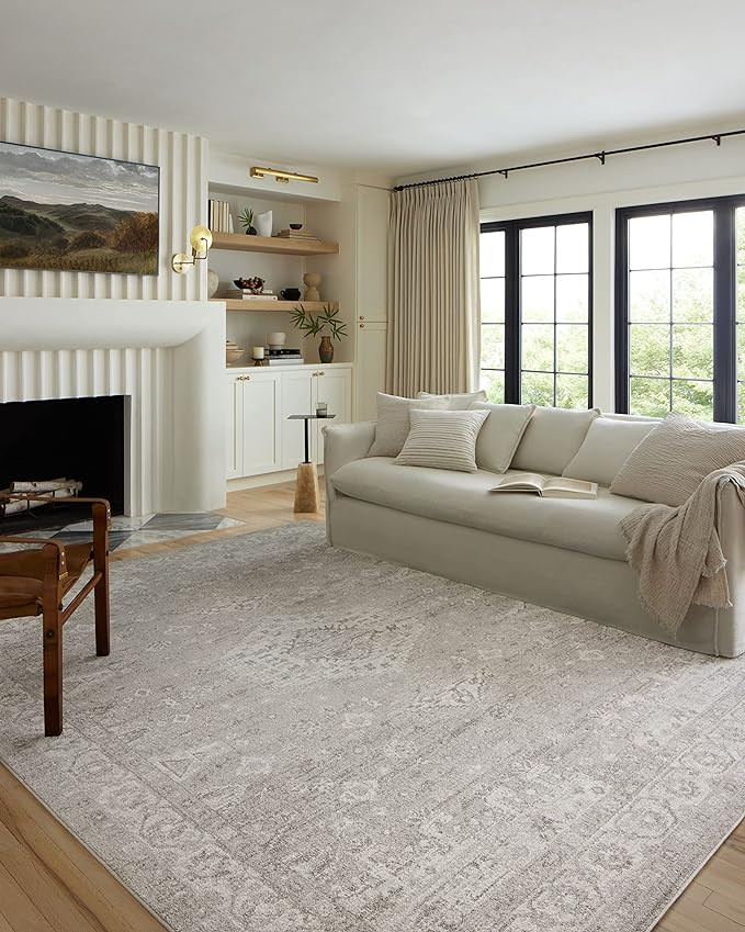 Loloi II Odette Collection ODT-02 Silver/Ivory 5'-3" x 7'-9" Area Rug | Amazon (US)