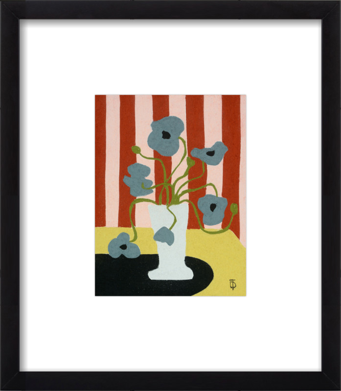 Blue Cosmos on Stripes | Artfully Walls