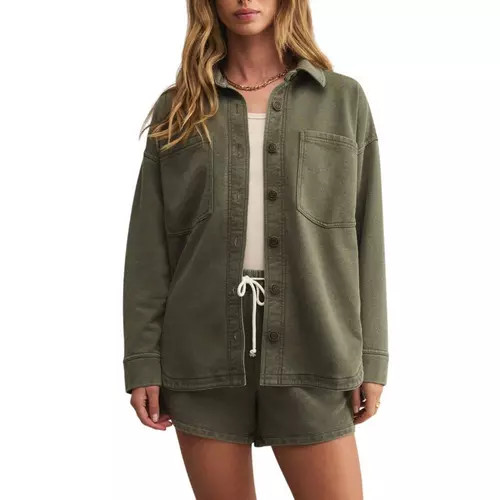 Women's Z Supply All Day Knit Denim Long Sleeve Oversized Shacket | Scheels Sports