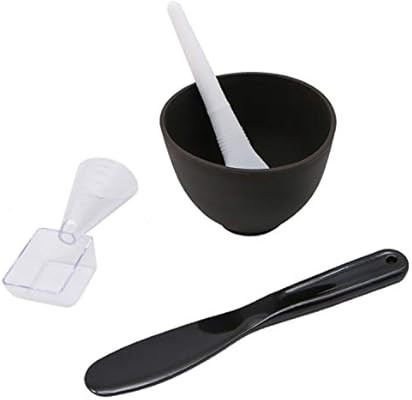 JETEHO 4 in 1 Rubber Silicone Facial Mask Bowl Set Mask Applicator Brush Spatula Bowl,Black | Amazon (US)
