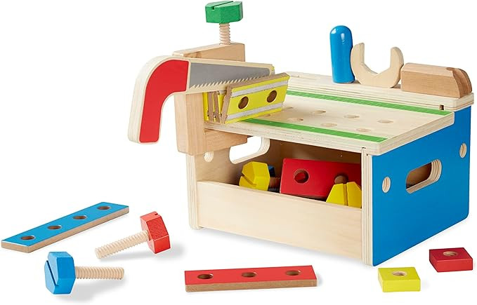 Melissa & Doug Hammer and Saw Tool Bench - Wooden Building Set (32 pcs) | Amazon (US)