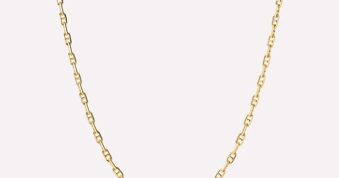 Solid Yellow Gold - Mini Anchor Chain Necklace | Ana Luisa