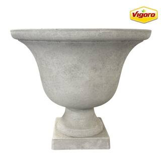 17.8 in. Elise Large White Textured Resin Urn Planter (17.8 in. D x 15 in. H) with Drainage Hole | The Home Depot