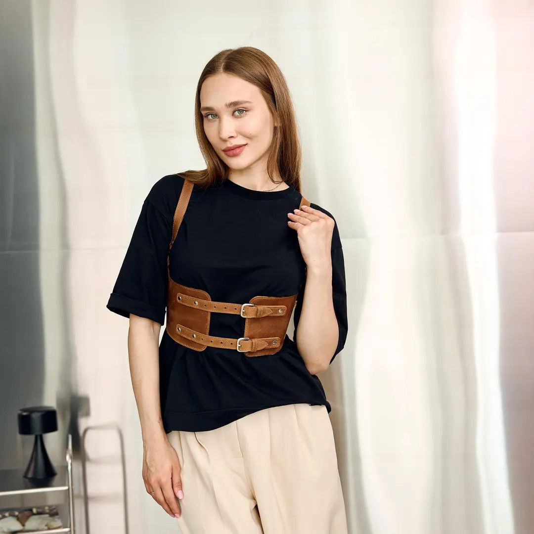 Leather harness belt, Leather double buckle belt women, Chest harness leather,Leather corset belt... | Etsy (US)