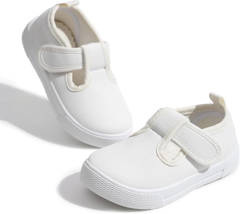 Toddler Boys Girls Canvas Sneakers Soft Sole T-Strap Shoes Lightweight Comfy Classical Flats Non ... | Amazon (US)