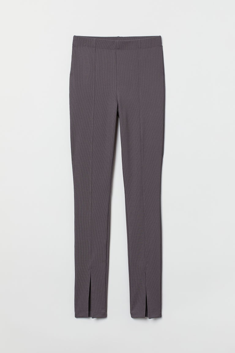 H & M - Slit-detail Leggings - Gray | H&M (US + CA)