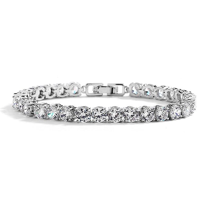 Mariell Glamorous Platinum Silver 6 1/2" Petite Size CZ Bridal Tennis Bracelet - Ideal for Smalle... | Amazon (US)