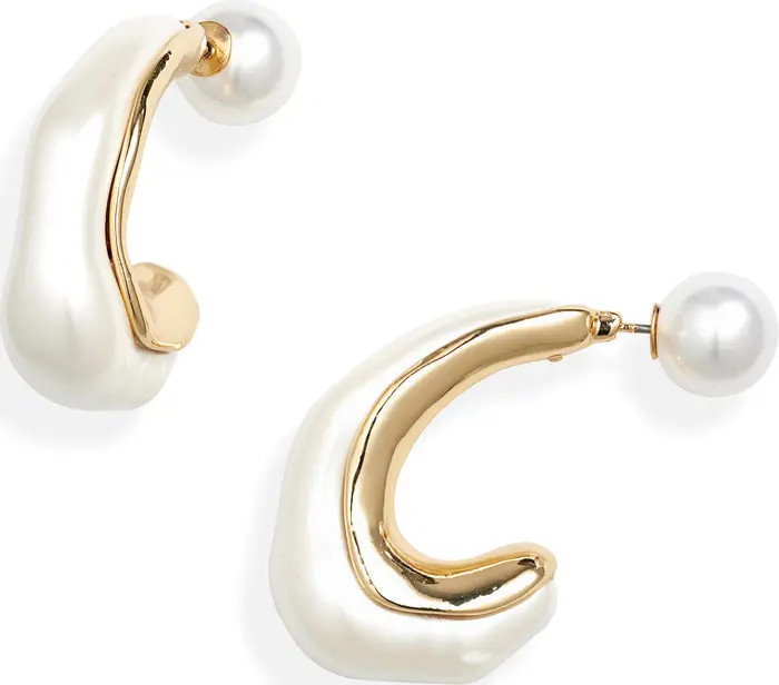 Nordstrom Faux Pearl Front/Back Hoop Earrings | Nordstrom | Nordstrom