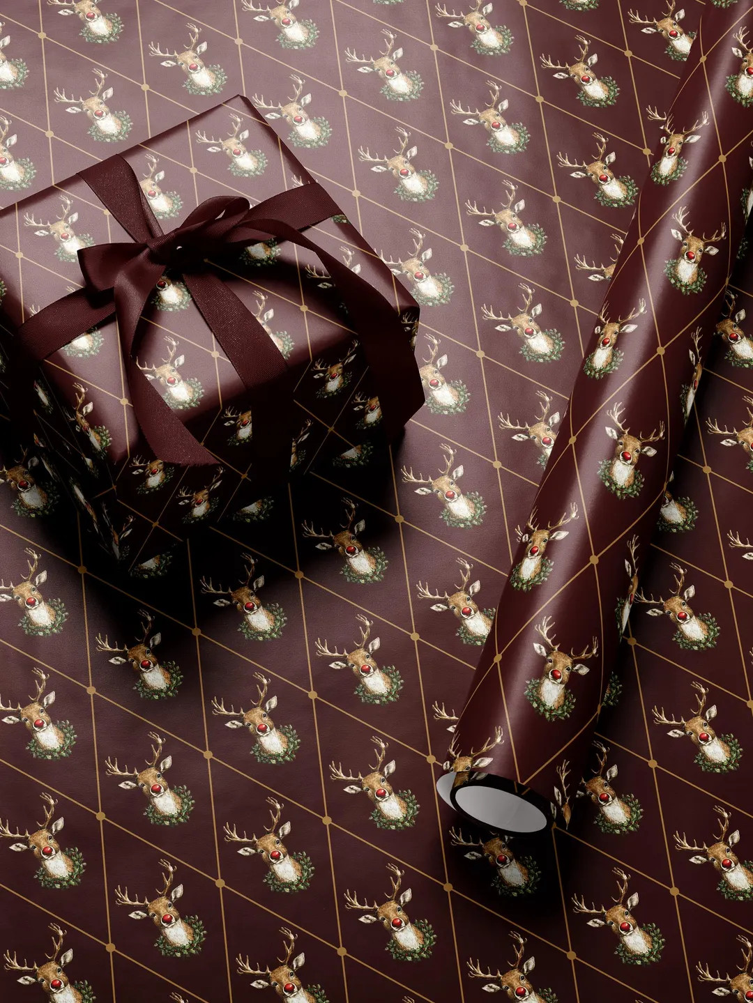 Holiday Reindeer Gift Wrap Christmas Present Gift Wrap Festive Decor Christmas Wrapping Paper Rol... | Etsy (US)