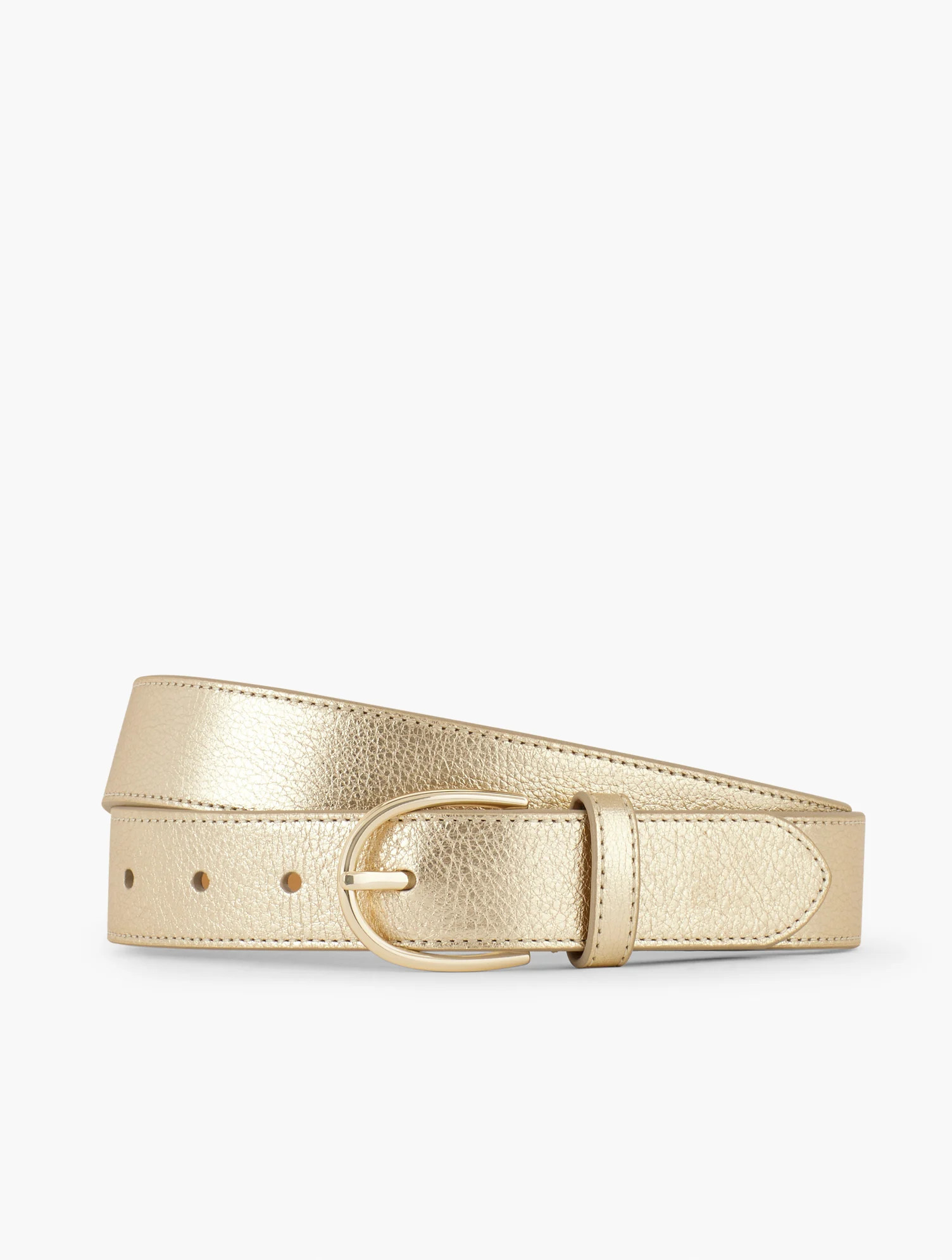 Metallic Leather Belt - Gold - XL Talbots | Talbots