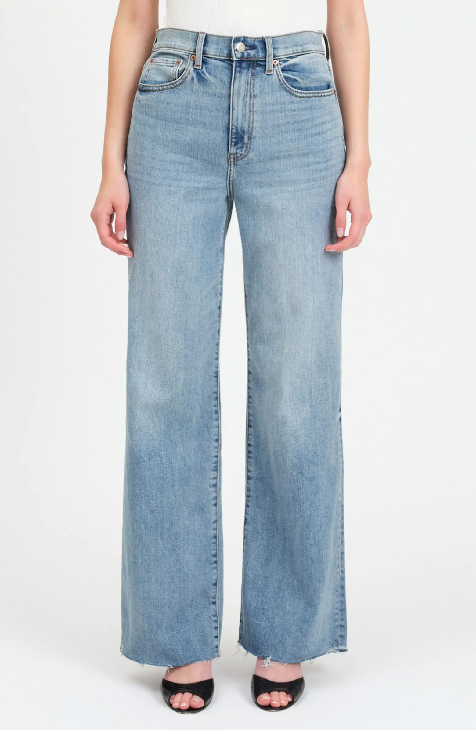 Far Out Raw Hem High Waist Wide Leg Jeans | Nordstrom