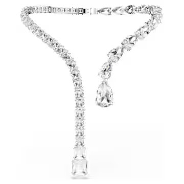 Matrix open necklace, Mixed cuts, White, Rhodium plated by SWAROVSKI | SWAROVSKI