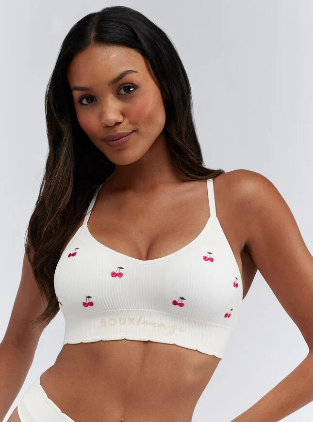 Ribbed Seamless Cherry Embroidered Bralette | Boux Avenue | Boux Avenue (UK)