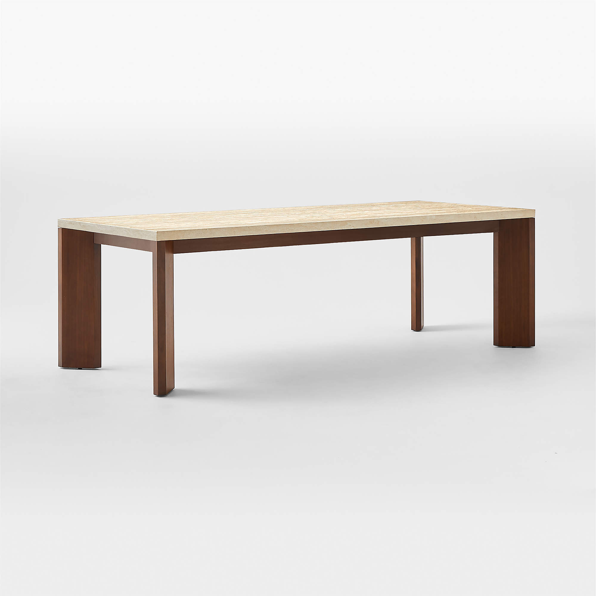 Sydney 95" Rectangular Travertine Dining Table with Walnut Legs + Reviews | CB2 | CB2