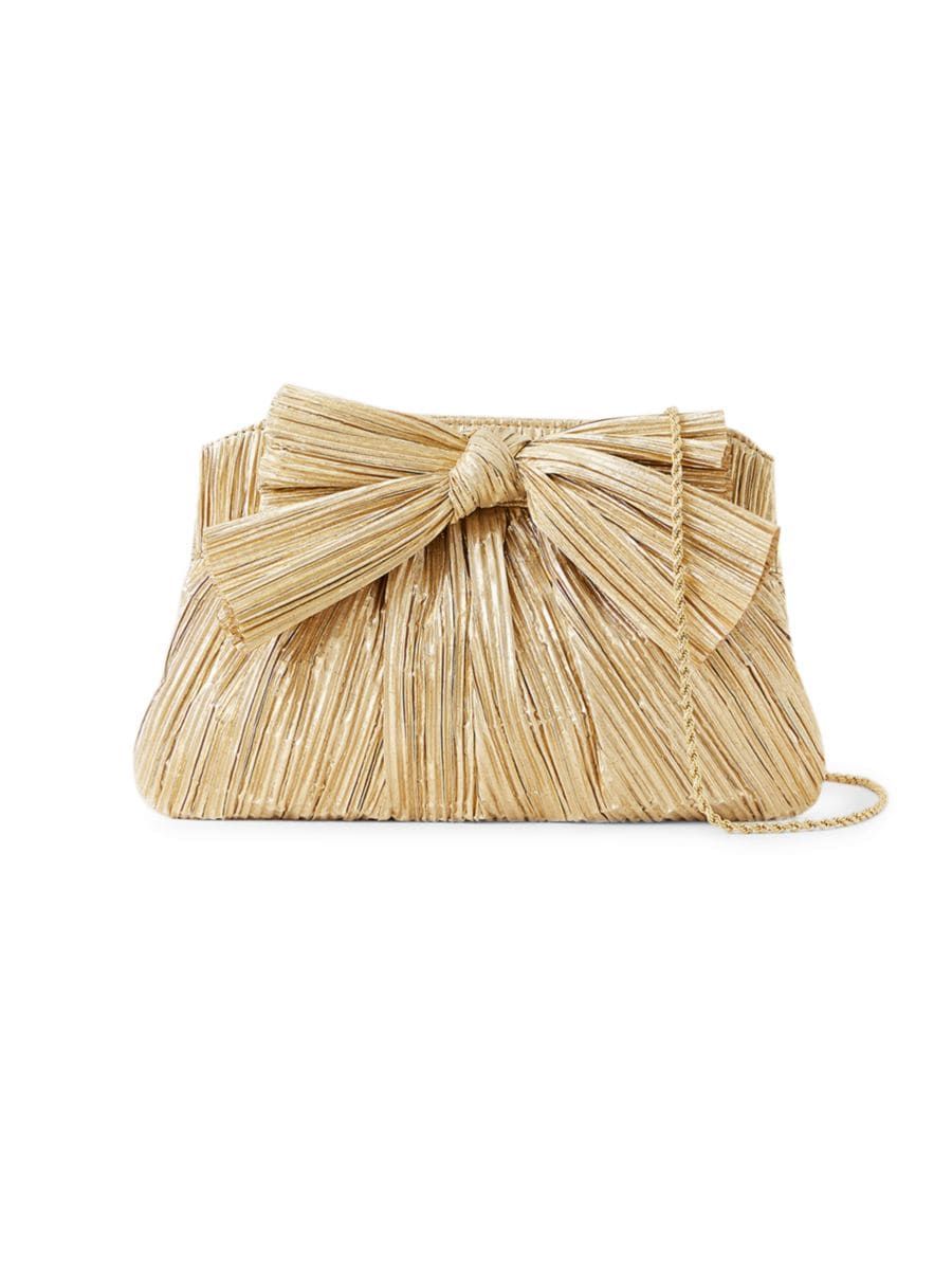 Loeffler Randall Rayne Knotted Lamé Satin Clutch | Saks Fifth Avenue