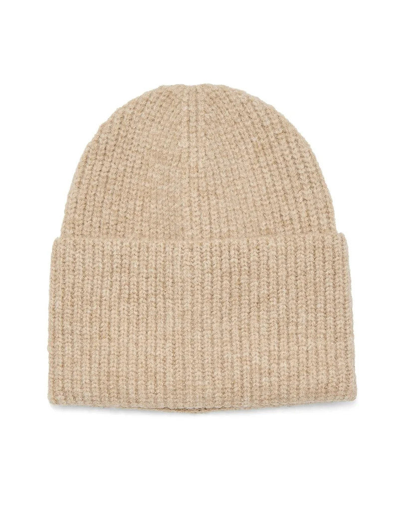 Time and Tru Women's Wide Cuff Beanie Hat, One Size, Light Tan | Walmart (US)