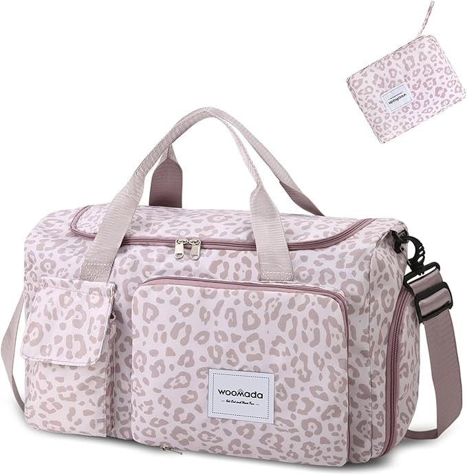 WOOMADA Foldable Travel Duffel Bag with Shoes Compartment, Overnight Bag with Wet Pocket & Trolle... | Amazon (US)