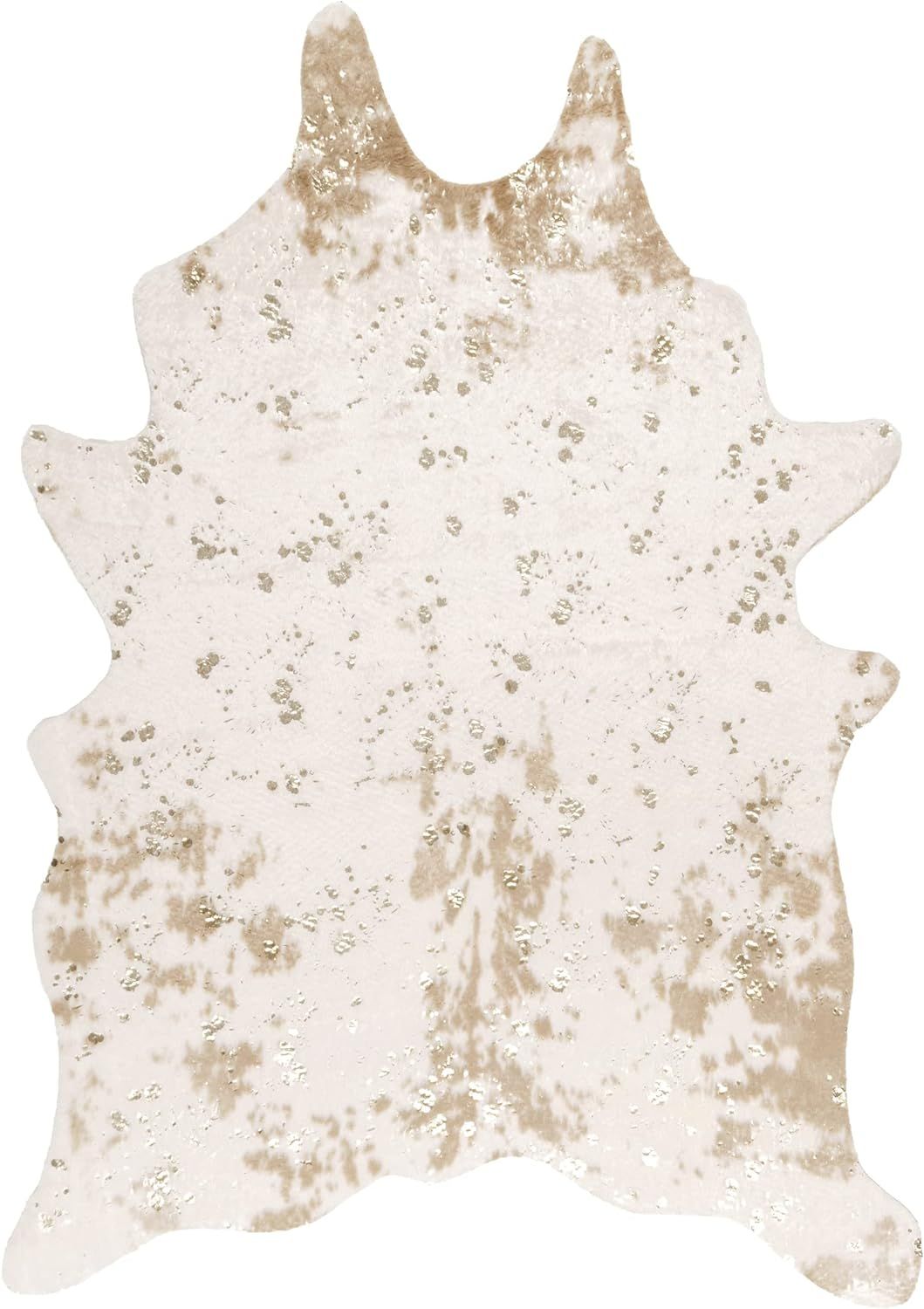 nuLOOM Iraida Contemporary Faux Cowhide Area Rug, 3' 10" x 5', Off-white | Amazon (US)