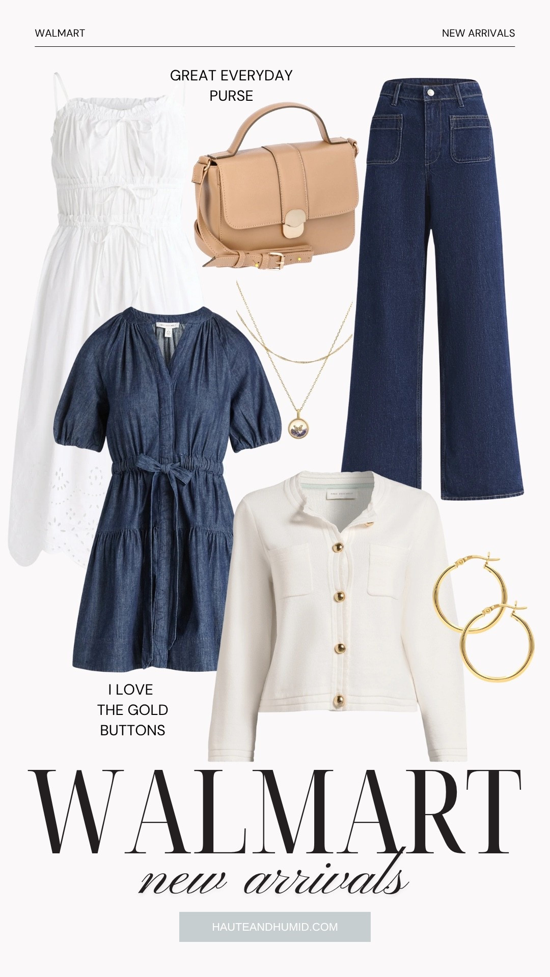 I am loving all these Walmart new arrivals like the white dress and dark wash denim! The camel colored bag is a great option for everyday! Plus, a pair of gold hoops are essential to everyone’s jewelry collection! 

#LTKFindsUnder100 #LTKSeasonal #LTKStyleTip