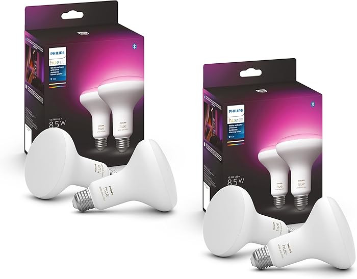 Philips Hue Smart 85W BR30 LED Bulb - White and Color Ambiance Color-Changing Light - 4 Pack - 12... | Amazon (US)