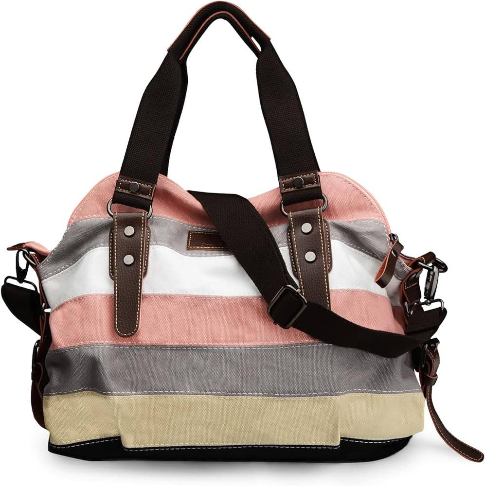 Canvas Handbag Multi-Color Striped Lattice Cross Body Shoulder Purse Bag Tote-Handbag for Women | Amazon (US)