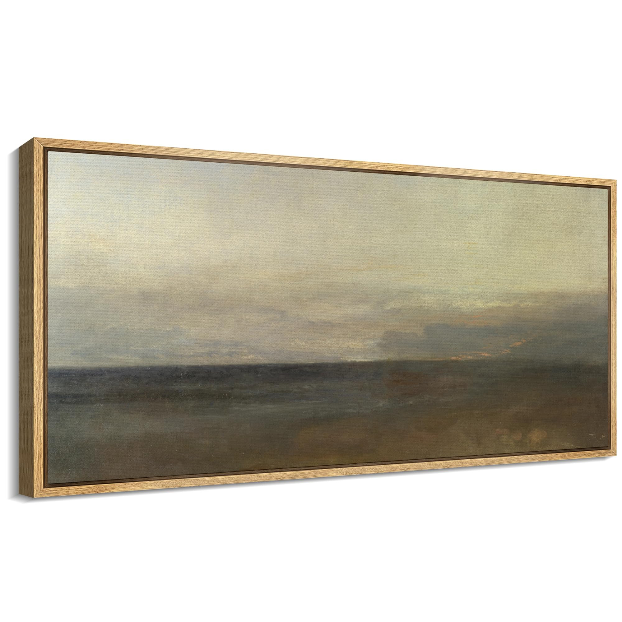 SIGNFORD Extra Large Framed Canvas Print Wall Art Misty Seashore at Dusk Peaceful Beach Landscape... | Amazon (US)