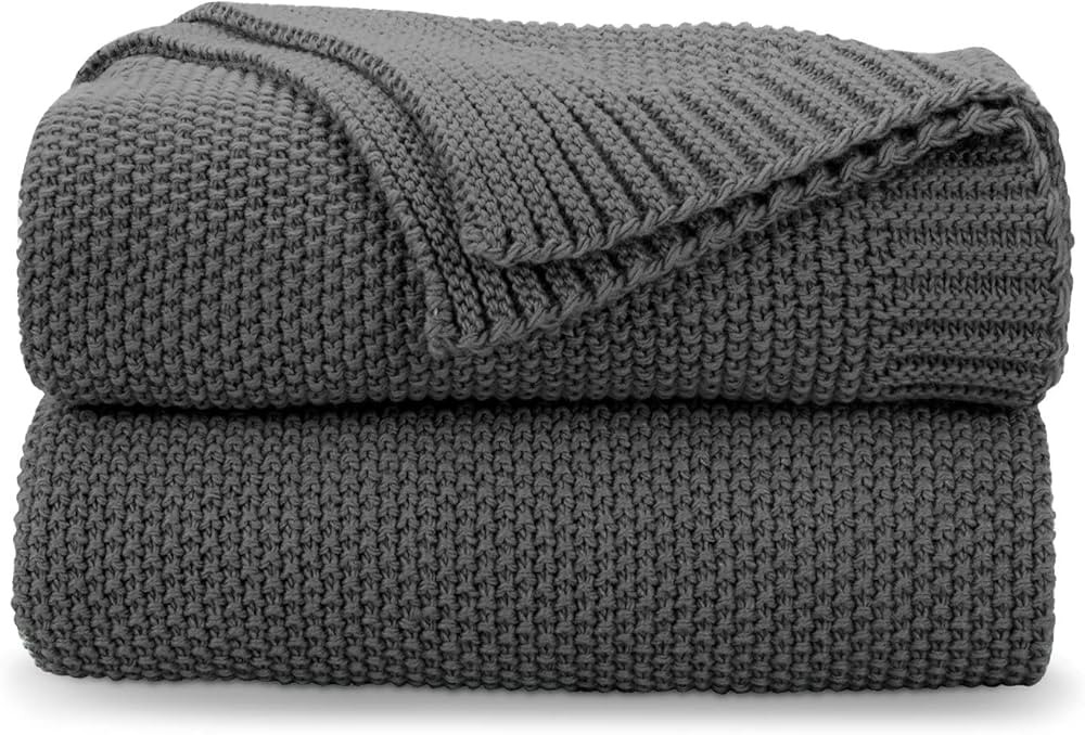 CozeCube Dark Grey Throw Blanket for Couch, Soft Cozy Cable Knit Throw for Bed Sofa Living Room, ... | Amazon (US)