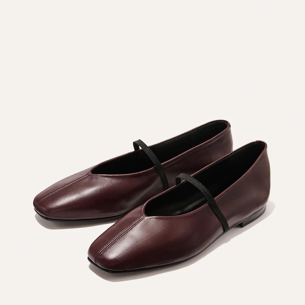 Burgundy Mary Janes With A Squared Toe | Margaux