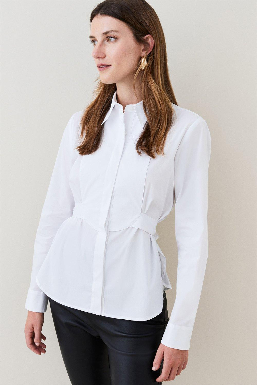 Bib Tie Detail Tailored Shirt | Karen Millen US