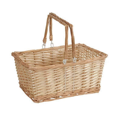 Woven Market Basket, Handwoven Willow Weave, Stylish Handles with Durable Metal Anchors, Natural | Target