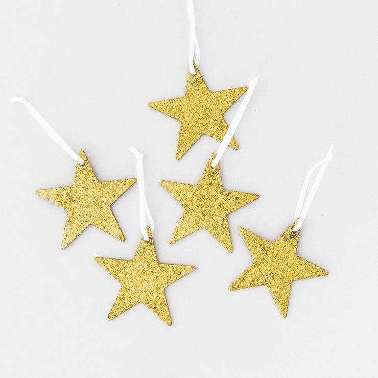 5ct Glitter Star Gift Topper Set Gold - Sugar Paper™ + Target | Target