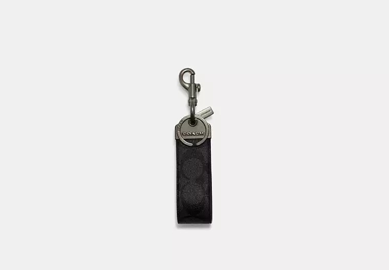 Coach Outlet Loop Key Fob In Signature Canvas - Black | Coach Outlet US
