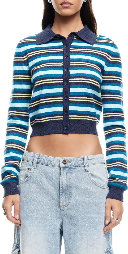 LIONESS Awakening Stripe Polo Cardigan | Nordstrom | Nordstrom