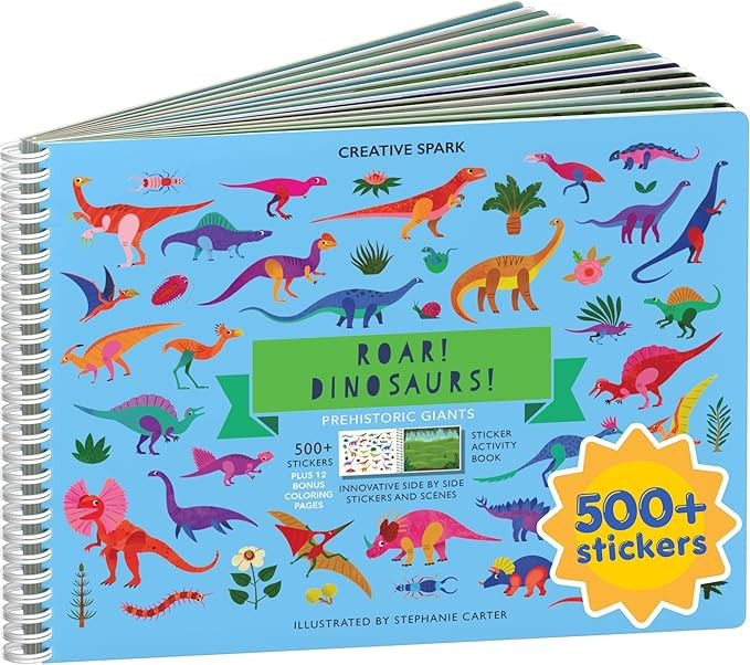 Cupkin Dinosaur Sticker Book Activity for Kids, Toddler Airplane Travel Essentials, 500+ Dino Sti... | Amazon (US)