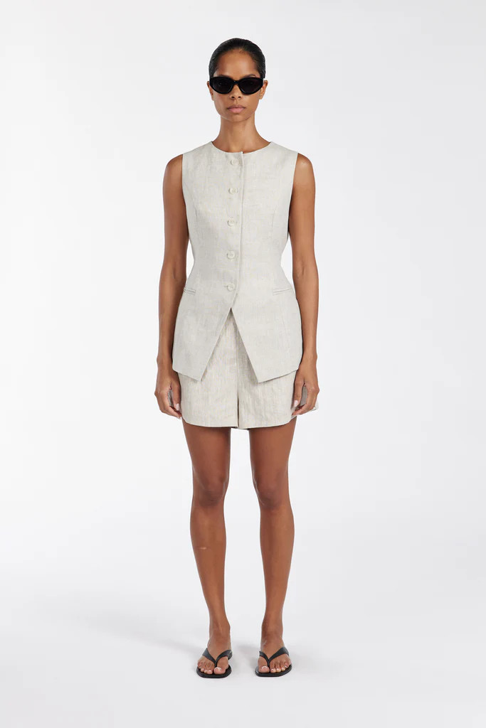 ALESSIA NATURAL LINEN VEST | DISSH