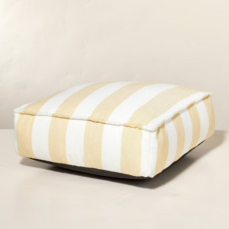 Bold Stripe Indoor/Outdoor Floor Cushion Gold/Cream - Hearth & Hand™ with Magnolia | Target