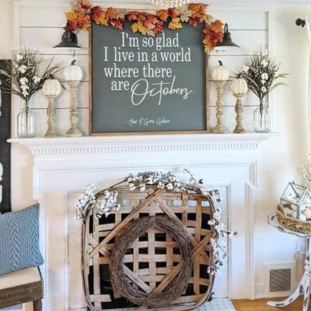 I'm so Glad I Live in a World Where There Are Octobers, Fall Sign, Wood Sign, Fall Decor, Wood Fr... | Etsy (US)