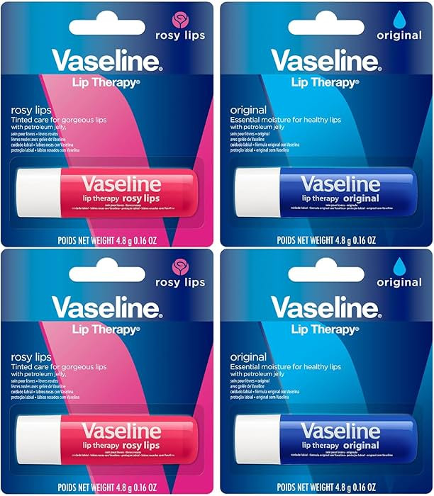 Vaseline Lip Therapy Variety 4-Pack – Original + Rosy Lips Moisturizing Lip Balm with Vitamin E... | Amazon (US)