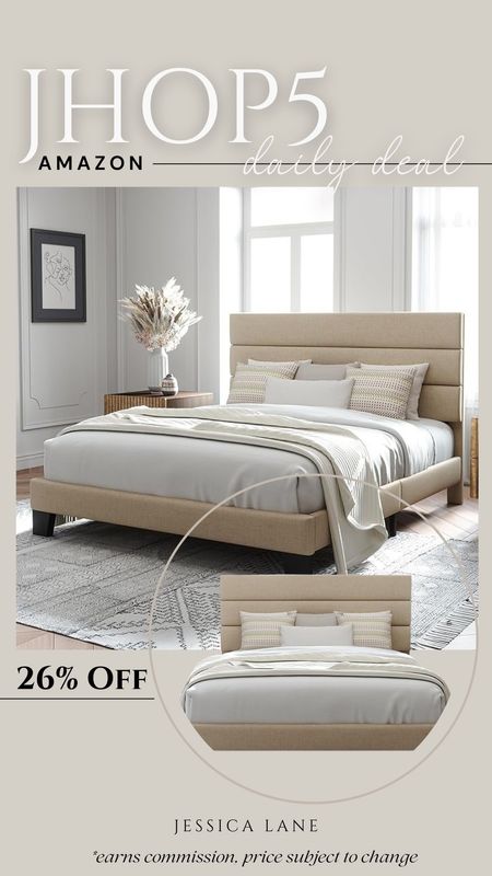Amazon daily deal, save 26% off this gorgeous upholstered bed frame. Bedroom furniture, bed frame, Amazon home, Amazon deal

#LTKSaleAlert #LTKHome