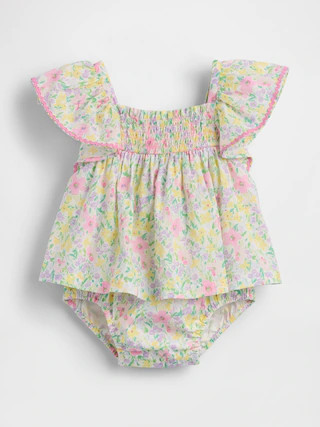 Baby Smocked Flutter-Sleeve Bodysuit Dress | Gap (CA)