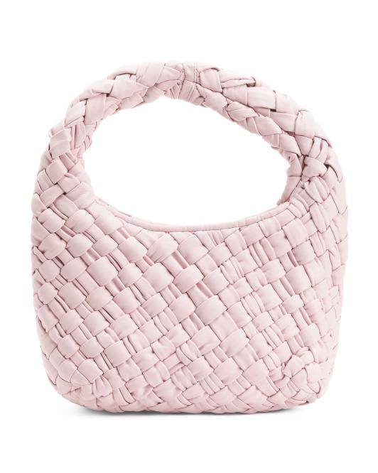 Leather Indie Small Hand Woven Hobo | TJ Maxx