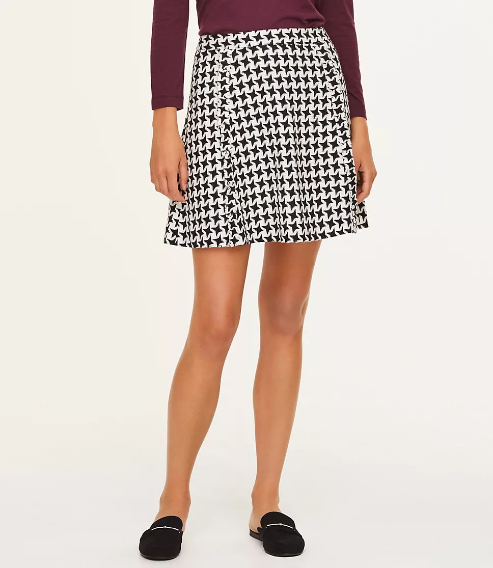 Houndstooth Ruffle Skirt | LOFT Outlet