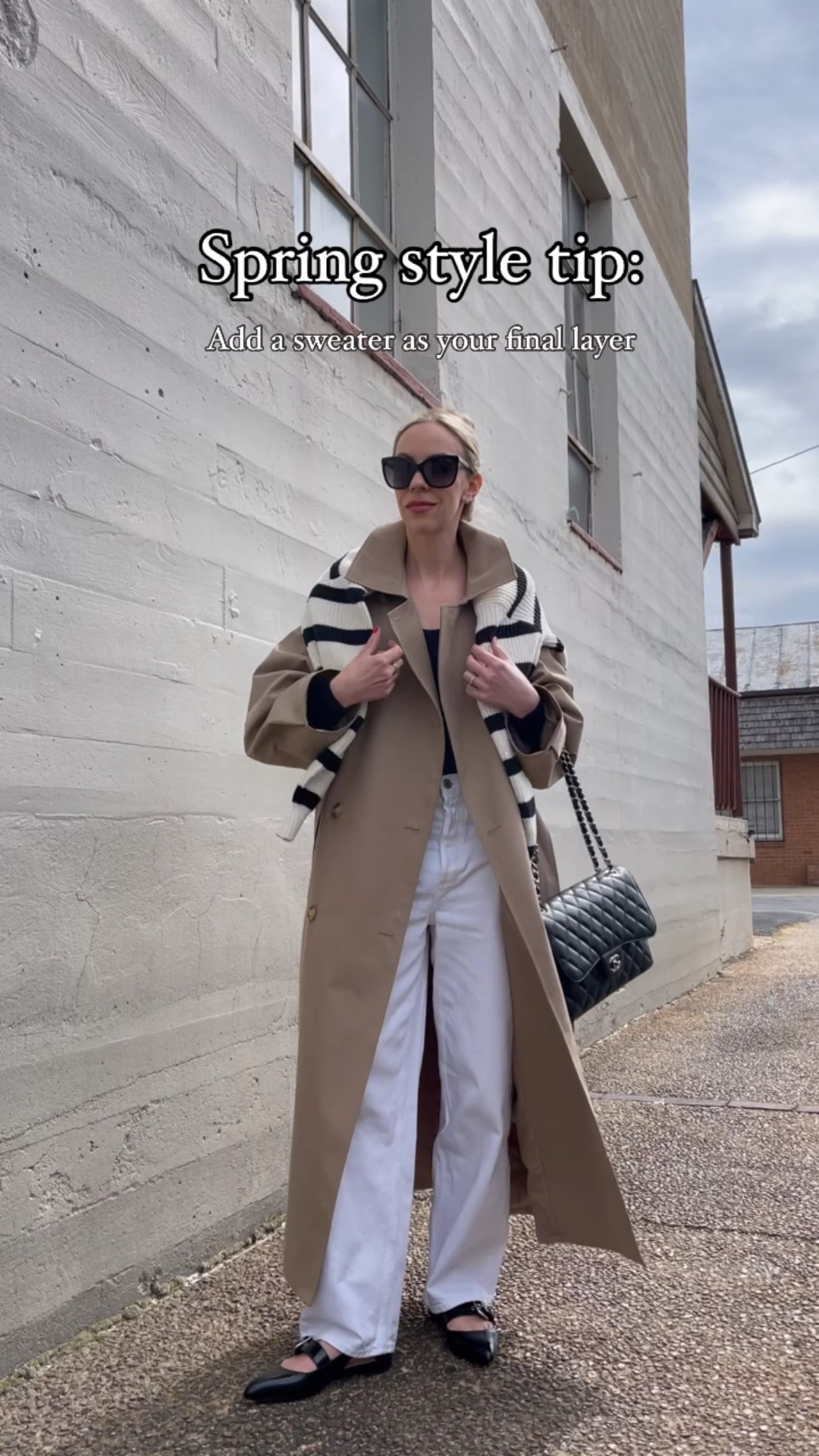 Spring style tips, trench coat outfit, striped cardigan, white baggy jeans, ballet flats

#LTKSeasonal #LTKSaleAlert #LTKOver40