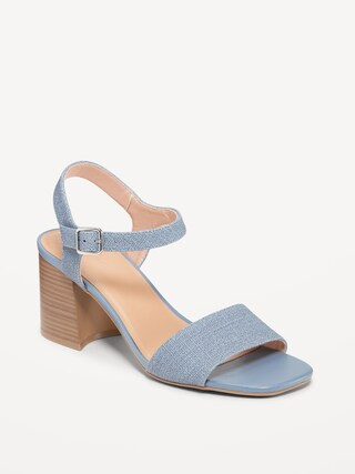 Faux-Leather Strappy Block Heel Sandals for Women | Old Navy (US)