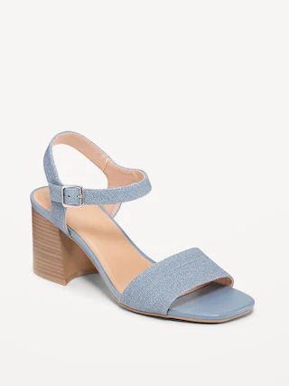 Faux-Leather Strappy Block Heel Sandals for Women | Old Navy (US)