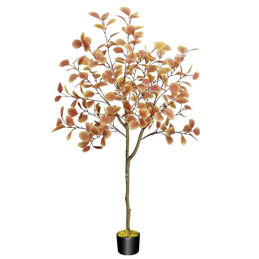 HUAESIN 5FT Artificial Fall Tree for Decoration Autumn Eucalyptus Floor Tree Thanksgiving Big Fak... | Amazon (US)