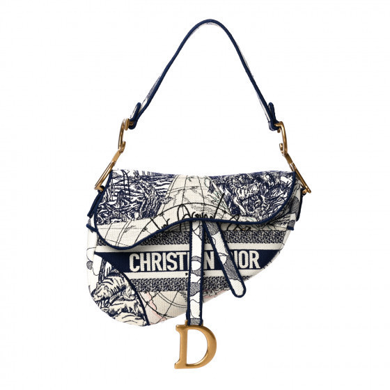 CHRISTIAN DIOR

Canvas Embroidered Around the World Saddle Bag Blue | Fashionphile